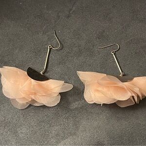 Fun pink chiffon fan earrings